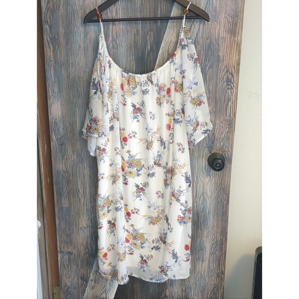 Bailey Blue White Floral Cold-Shoulder Dress 3XL